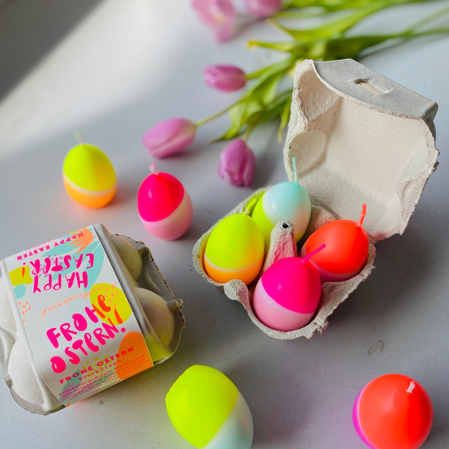 Dip Dye Eggs - Kerzen 4er Set / Geschenk Ostern