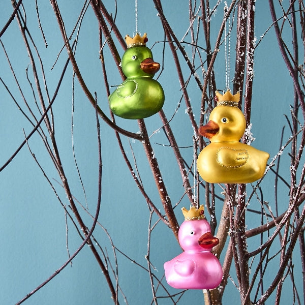 Glasanhänger Ente pink - Glas, 8x6x9 cm - Colorful X-Mas Collection