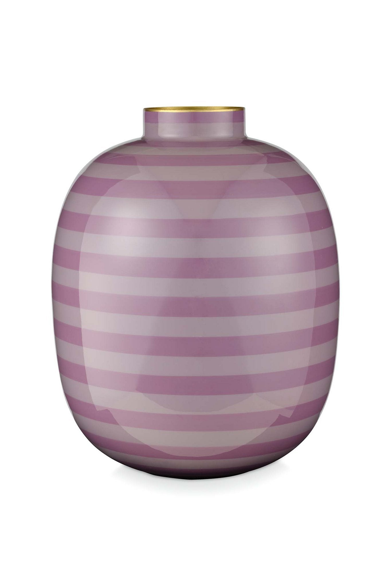 Metall Vase Stripes Grün oder Violett 32cm