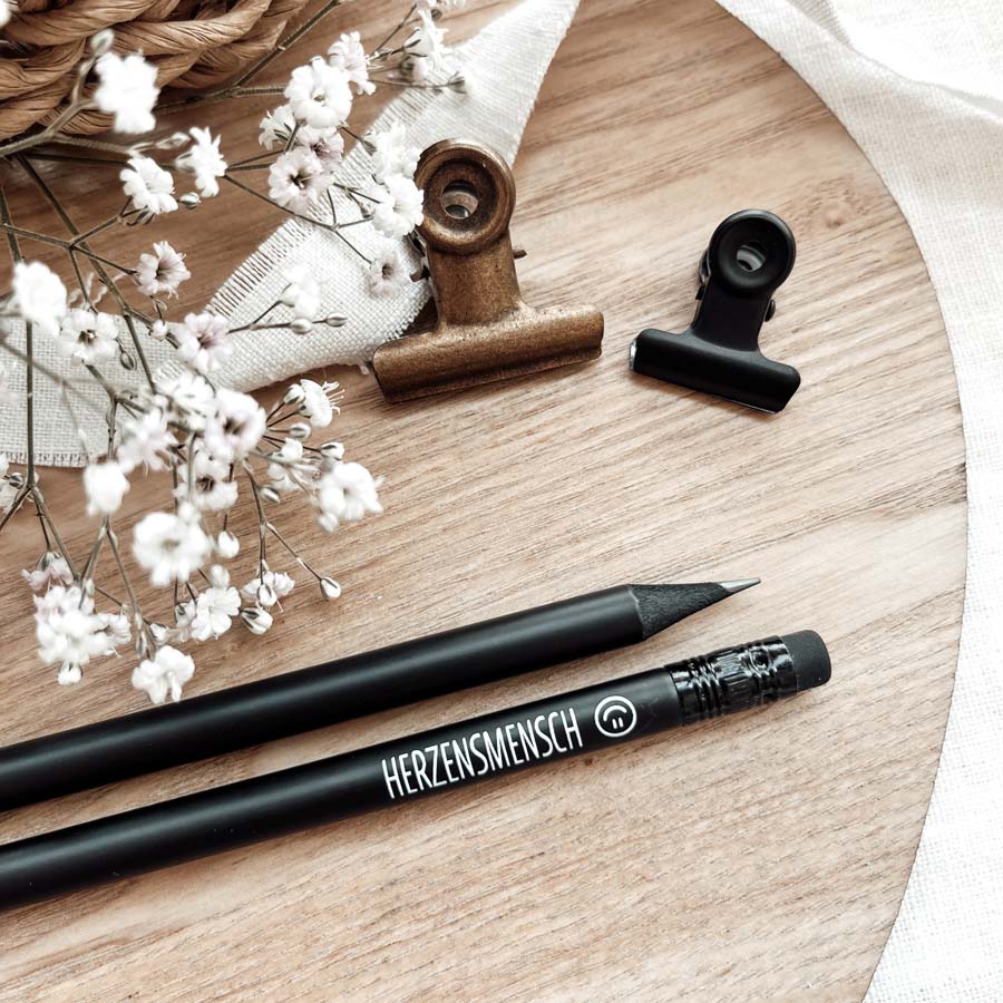 Bleistift schwarz - verschiedene Sprüche