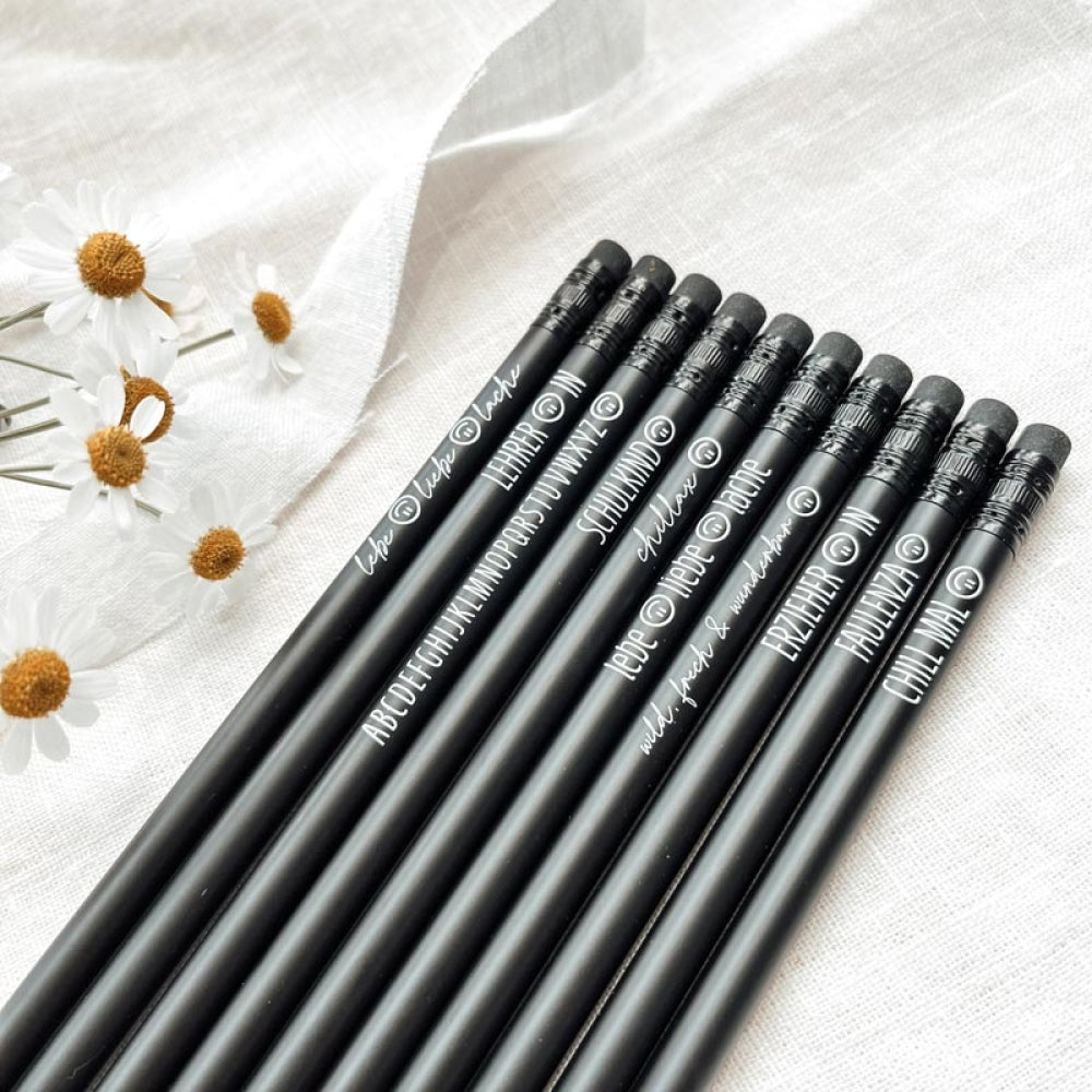Bleistift schwarz - verschiedene Sprüche