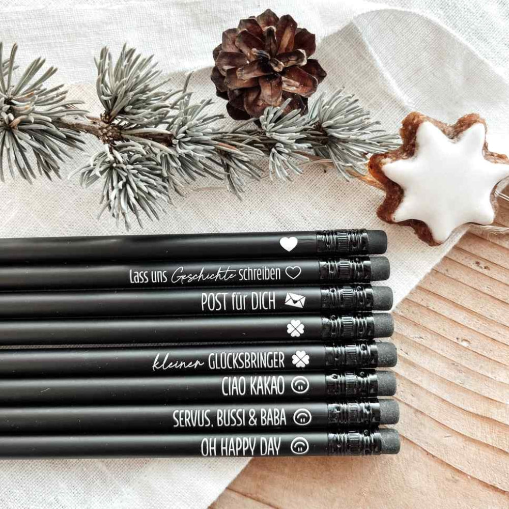Bleistift schwarz - verschiedene Sprüche