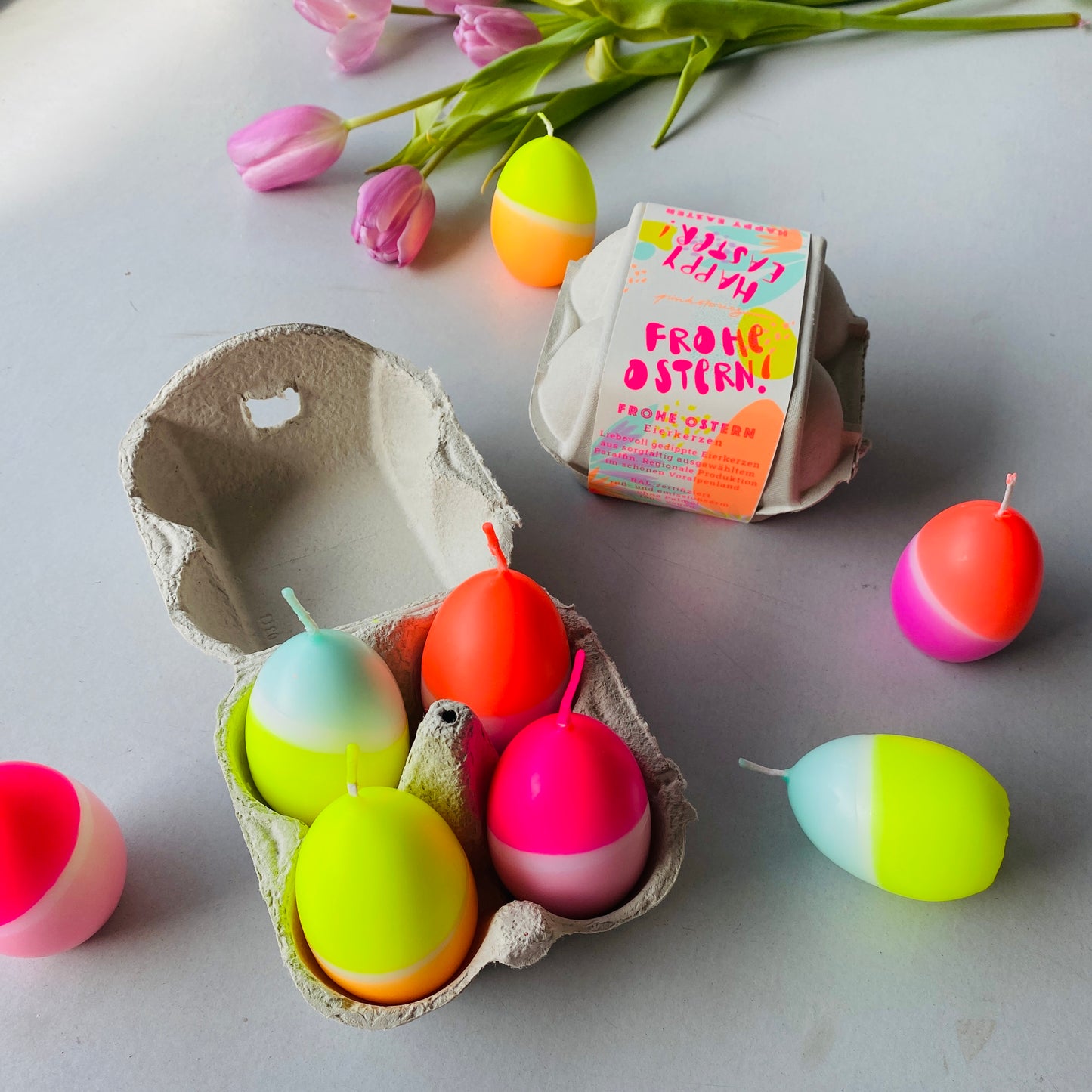 Dip Dye Eggs - Kerzen 4er Set / Geschenk Ostern