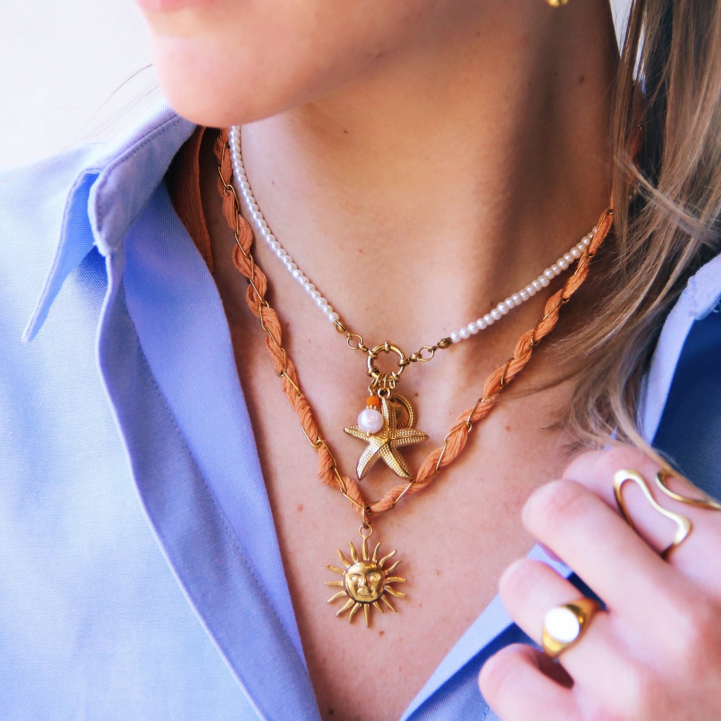 Modeschmuck mit Cluster von Edelsteinen und Sommerlaune