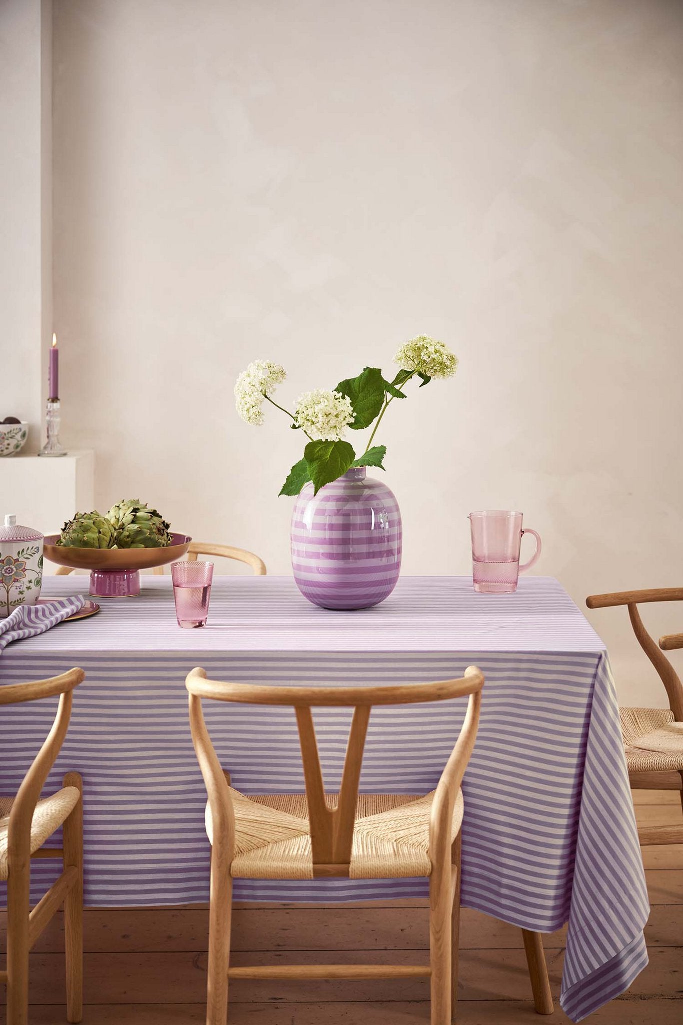 Metall Vase Stripes Grün oder Violett 32cm
