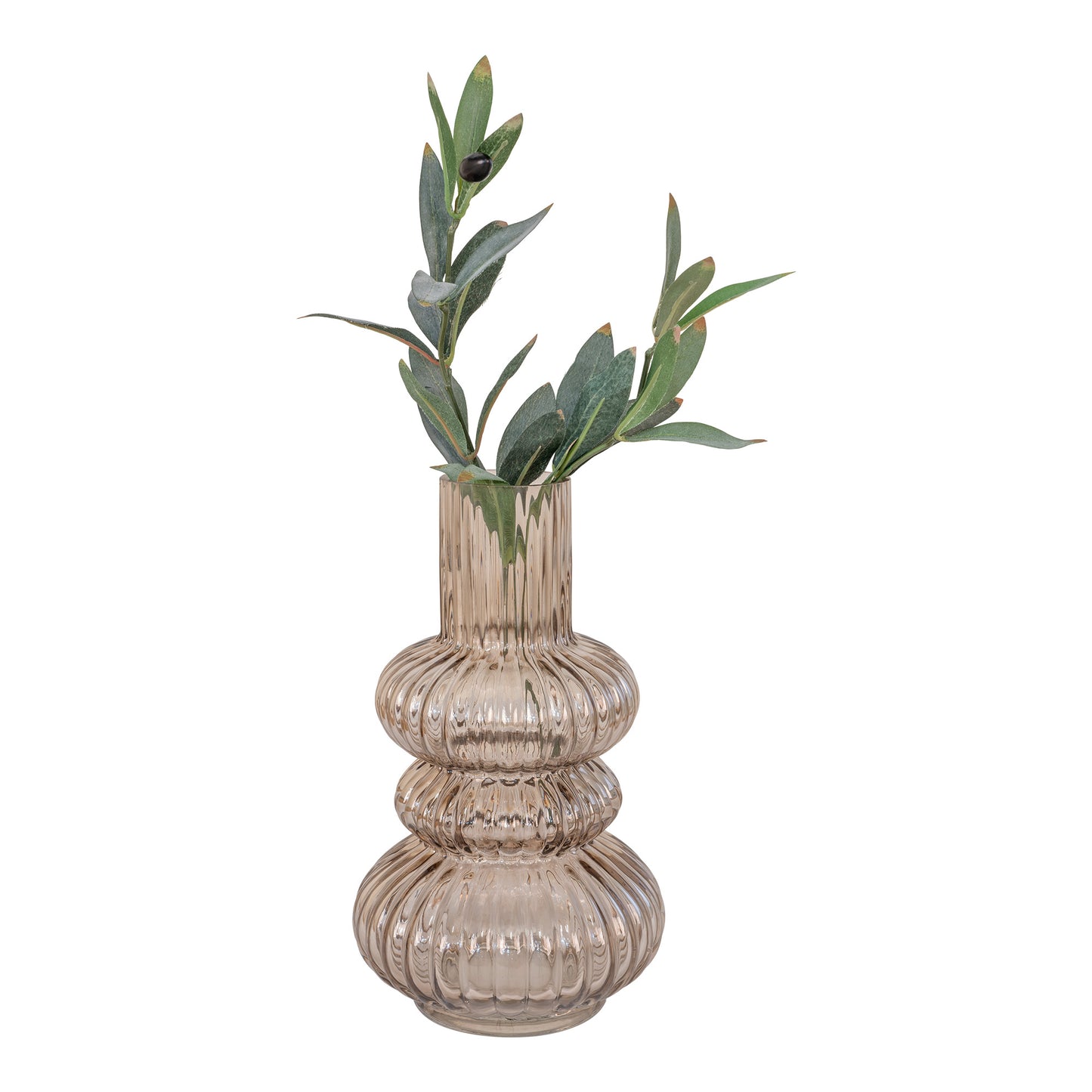 Vase aus mundgeblasenem Glas, geräuchert, Ø15x25 cm