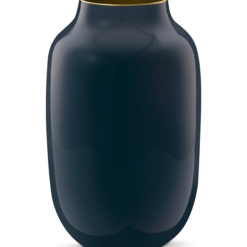 Vase aus Metall, Oval Mittelblau 30cm