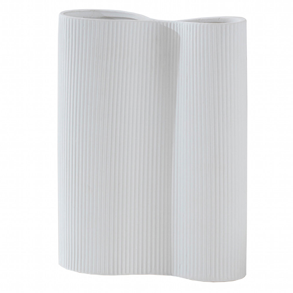 Vase Lola weiß - Keramik - 17,8 x 7,5 x 23,5 cm