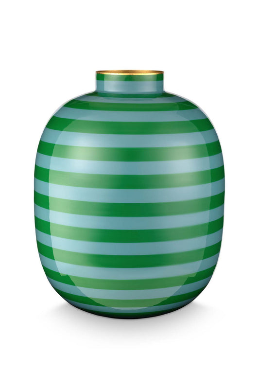 Metall Vase Stripes Grün oder Violett 32cm
